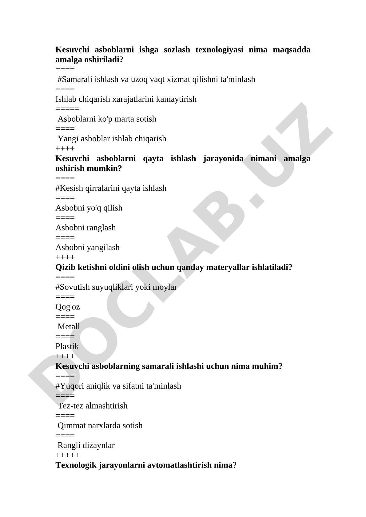 Kesuvchi asboblarni sozlash va avtomatlashtirish texnologiyasi