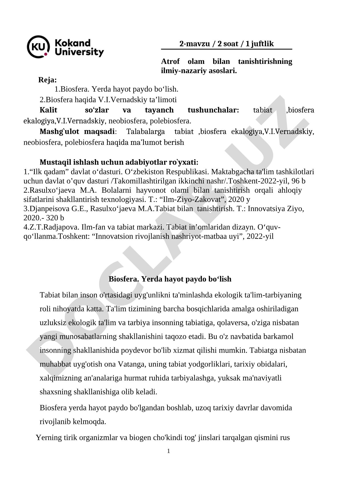 Atrof olam bilan tanishtirishning ilmiy-nazariy asoslari