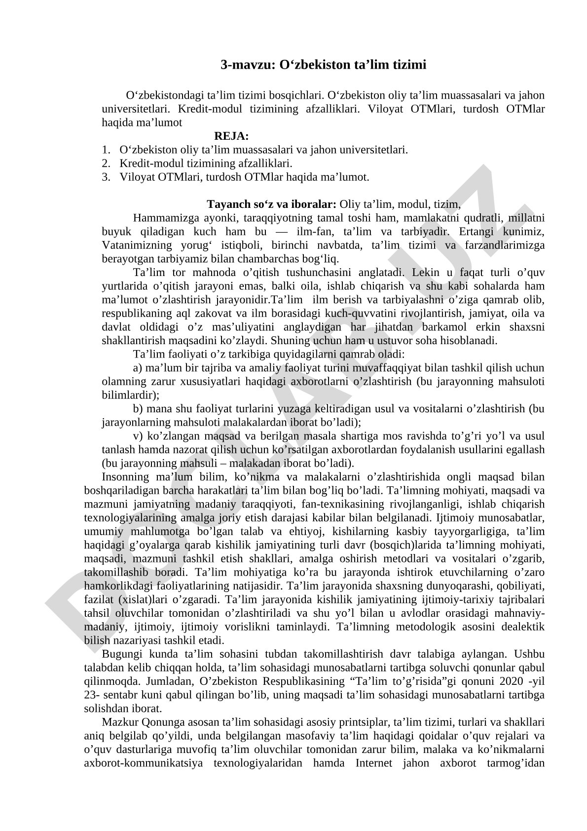 O‘zbekiston ta’lim tizimi