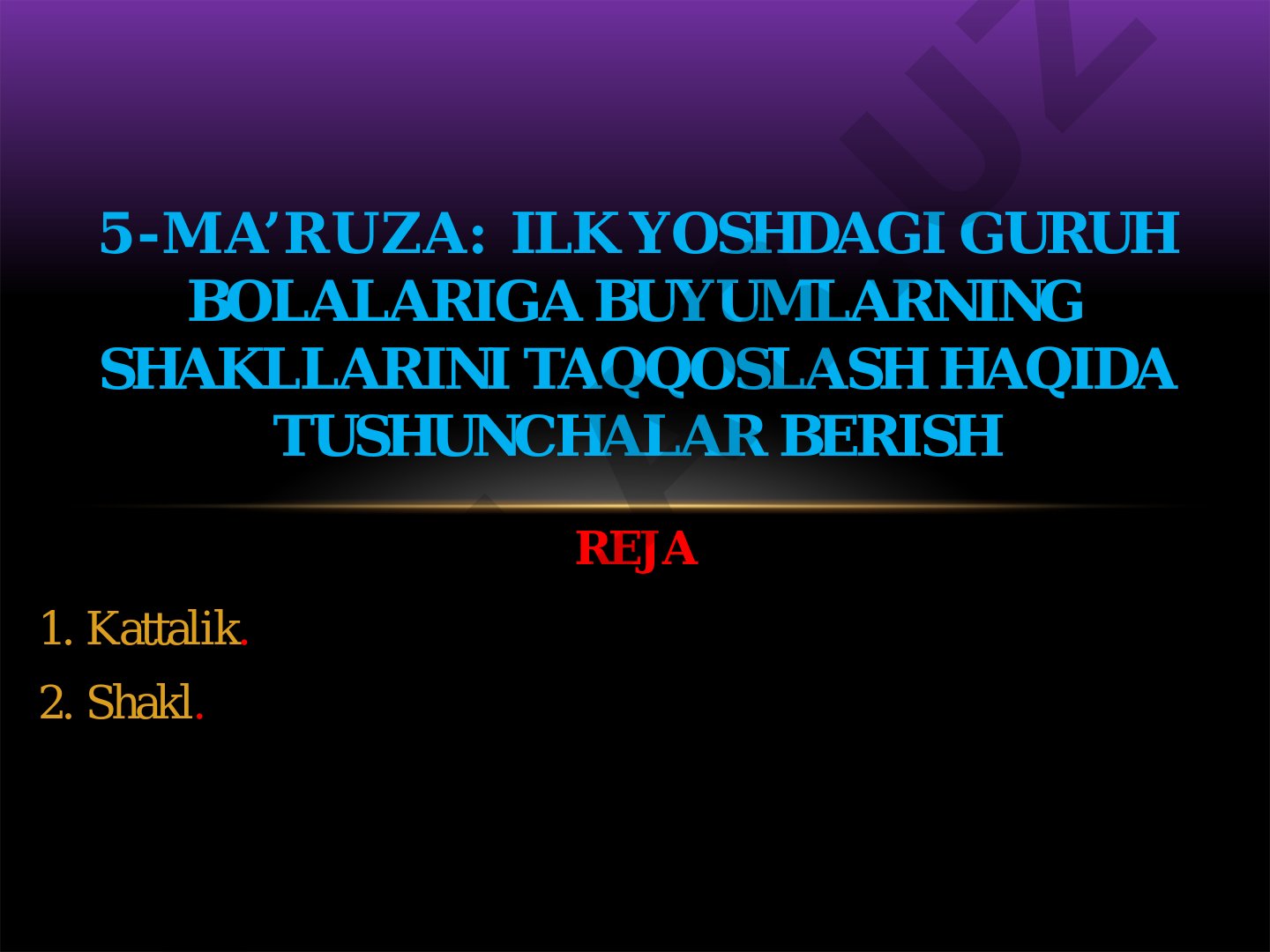 Ilk yoshdagi guruh bolalariga buyumlarning shakllarini taqqoslash haqida tushunchalar berish