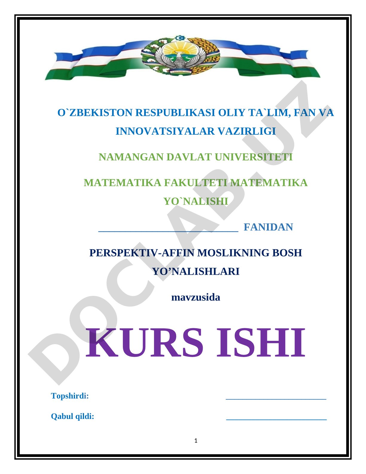 Perspektiv-affin moslikning bosh yo'nalishlari