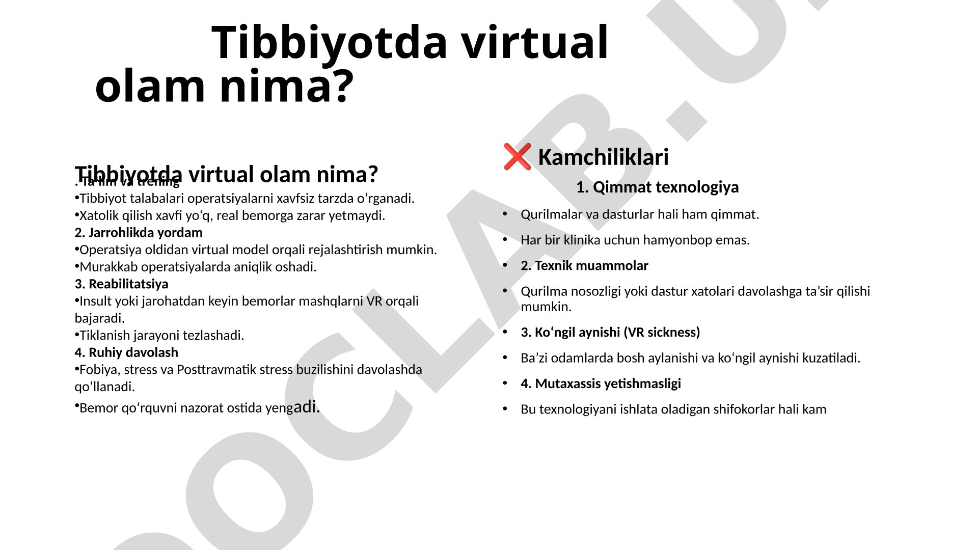 Tibbiyotda virtual olam