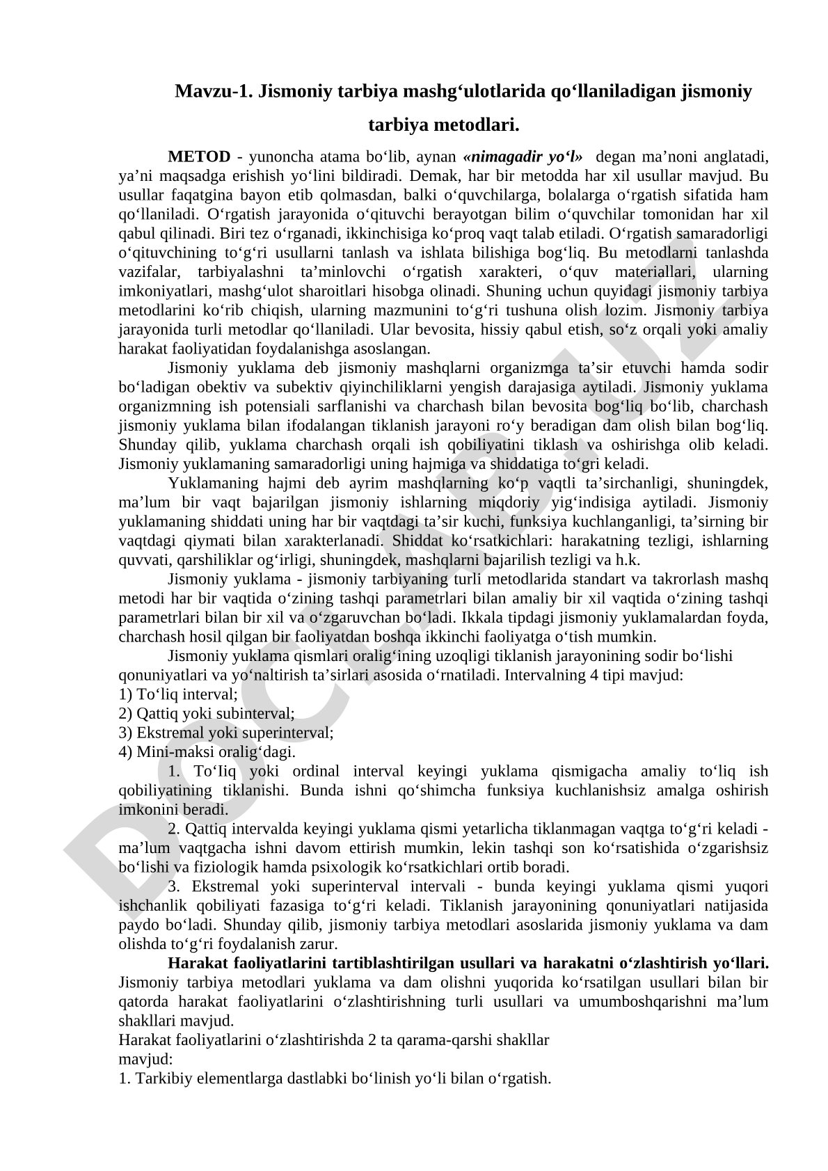Jismoniy tarbiya mashg‘ulotlarida qo‘llaniladigan metodlar