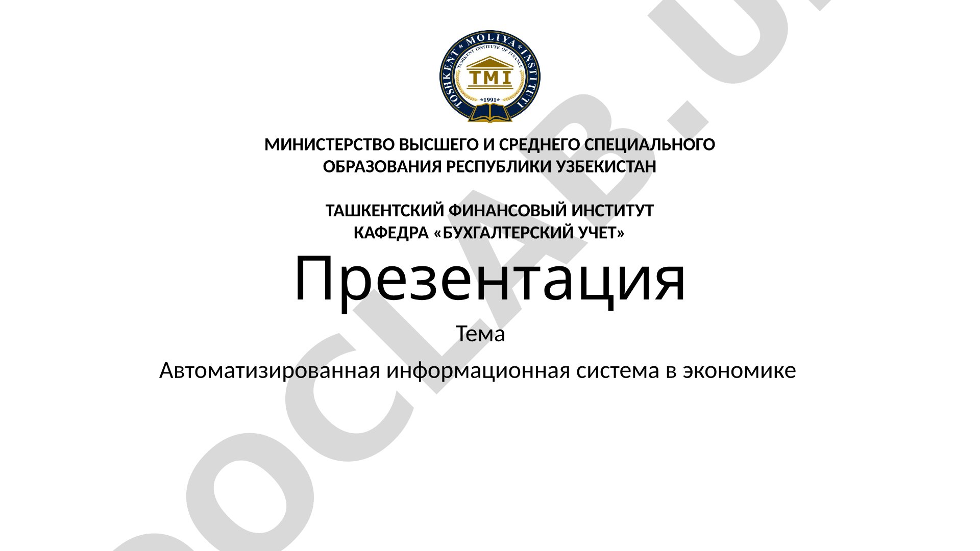Автоматизированная информационная система в экономике