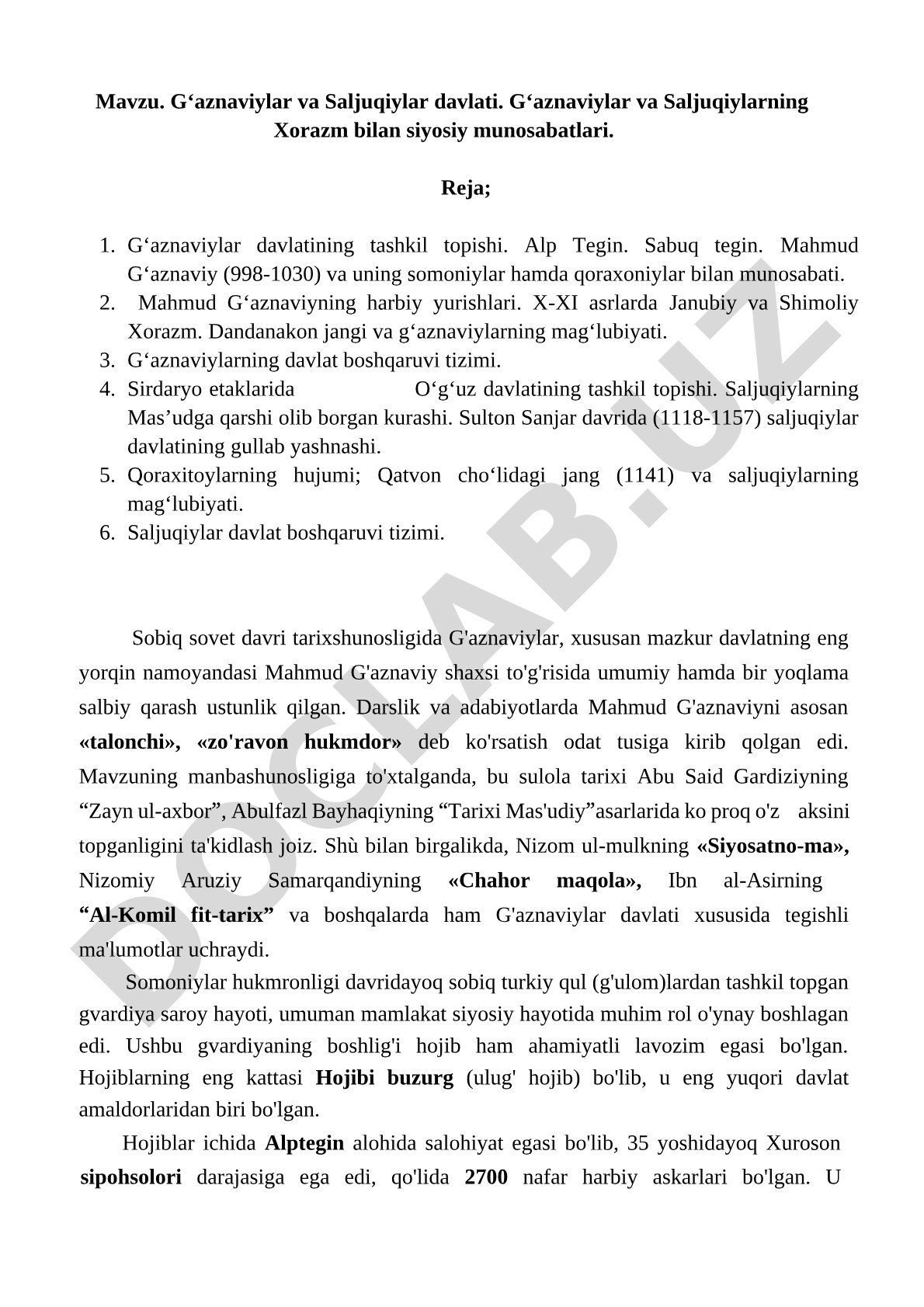 G‘aznaviylar va Saljuqiylarning Xorazm bilan siyosiy munosabatlari
