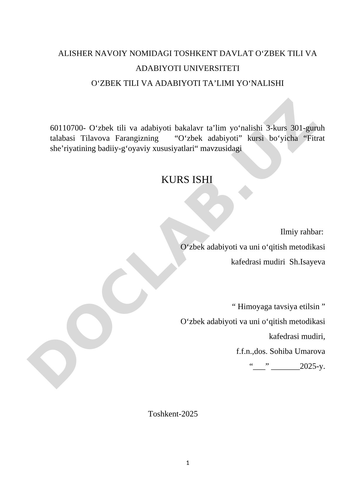 Fitrat sheʼriyatining badiiy-gʻoyaviy xususiyatlari