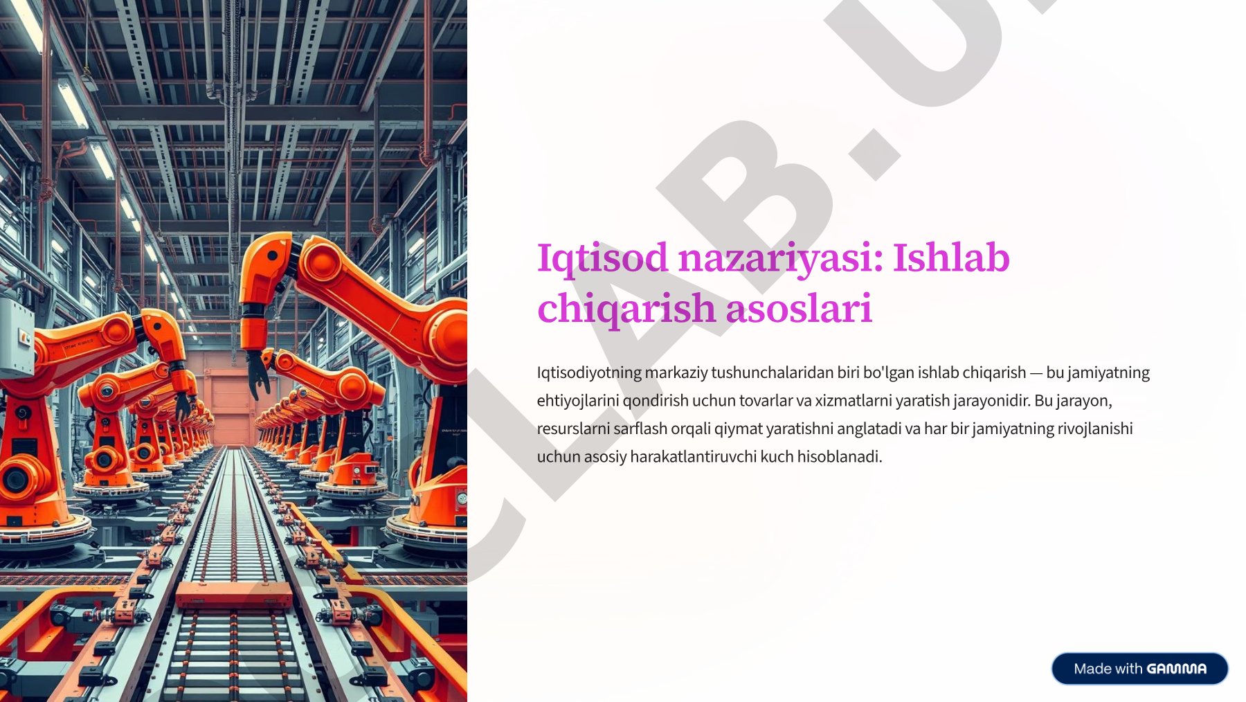 Iqtisod nazariyasi: Ishlab chiqarish asoslari