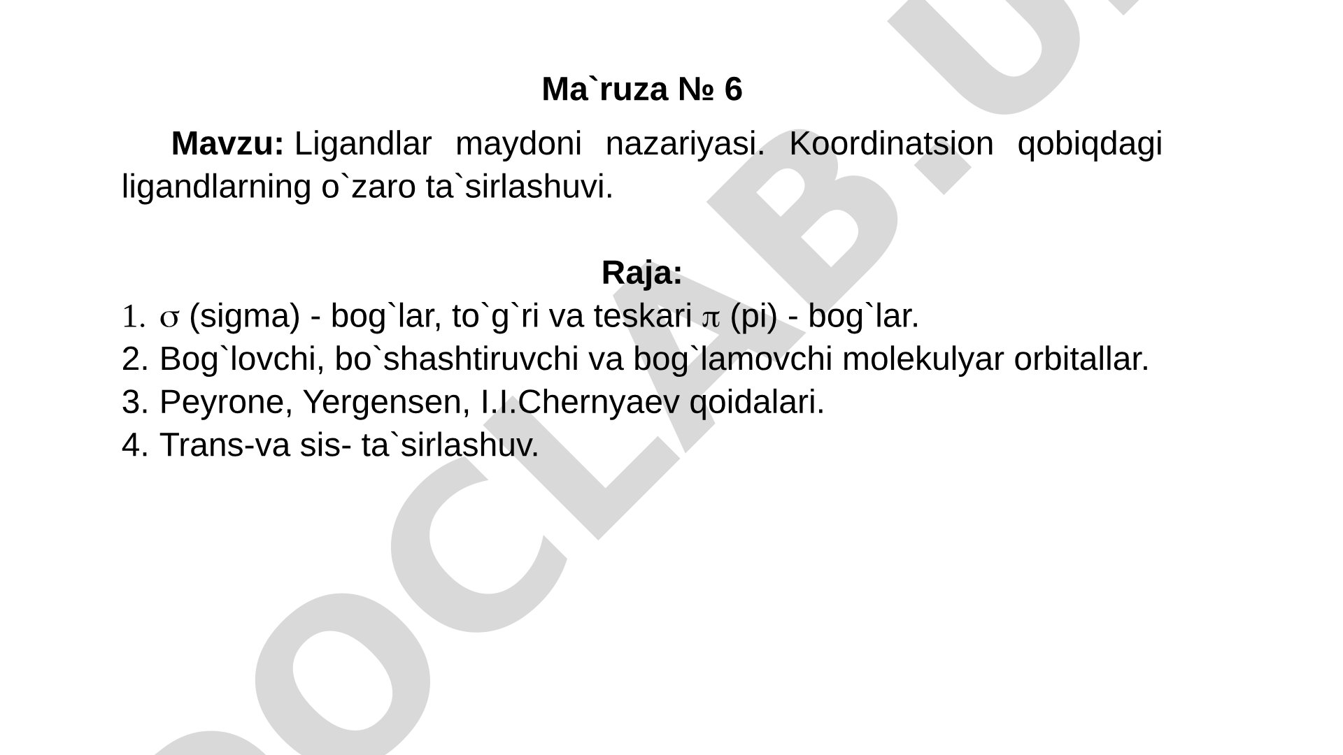 Koordinatsion birikmalarda ligandlar maydoni nazariyasi, bog'lanish turlari va qoidalar