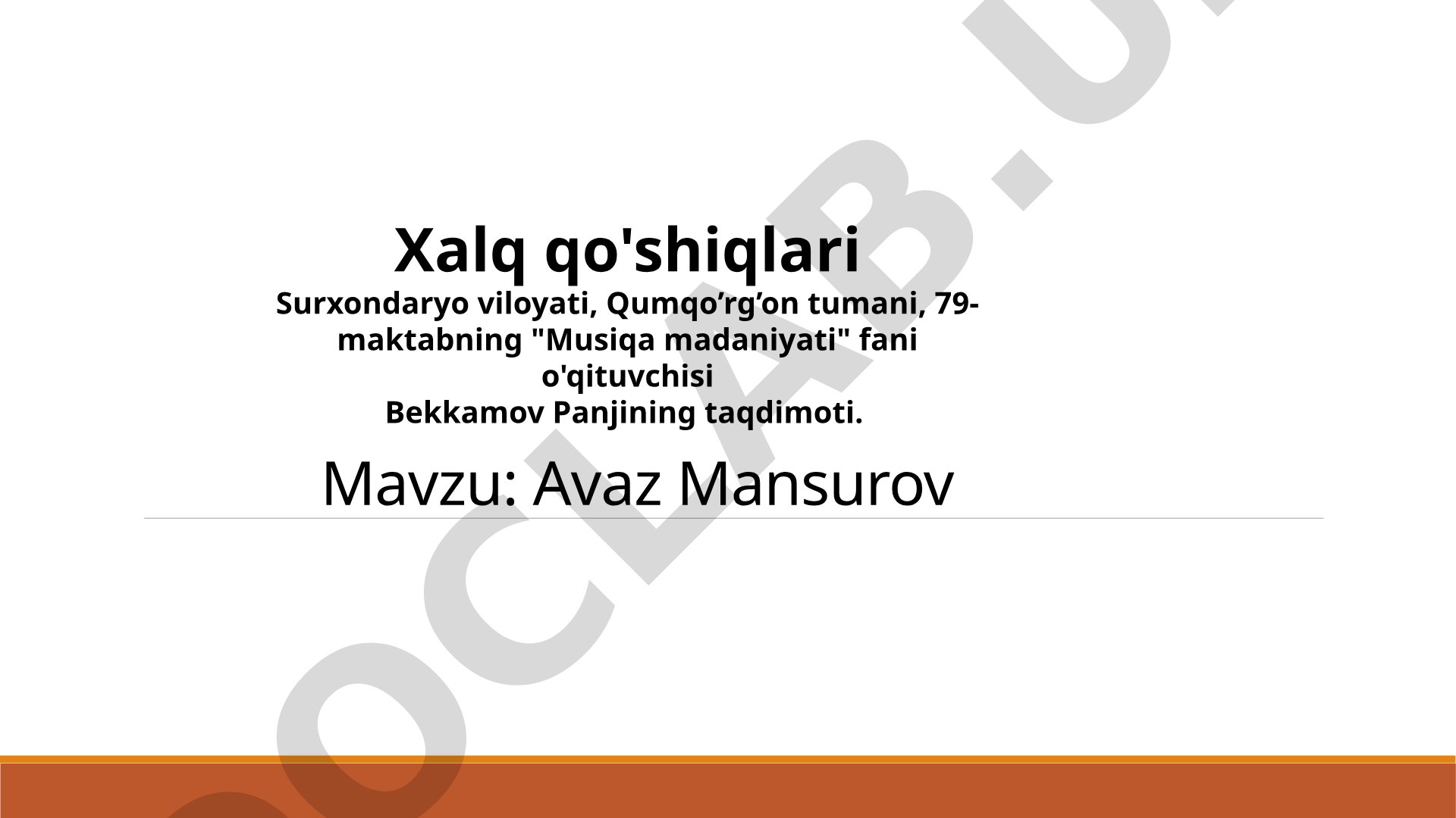 Avaz Mansurov Xalq qo'shiqlari