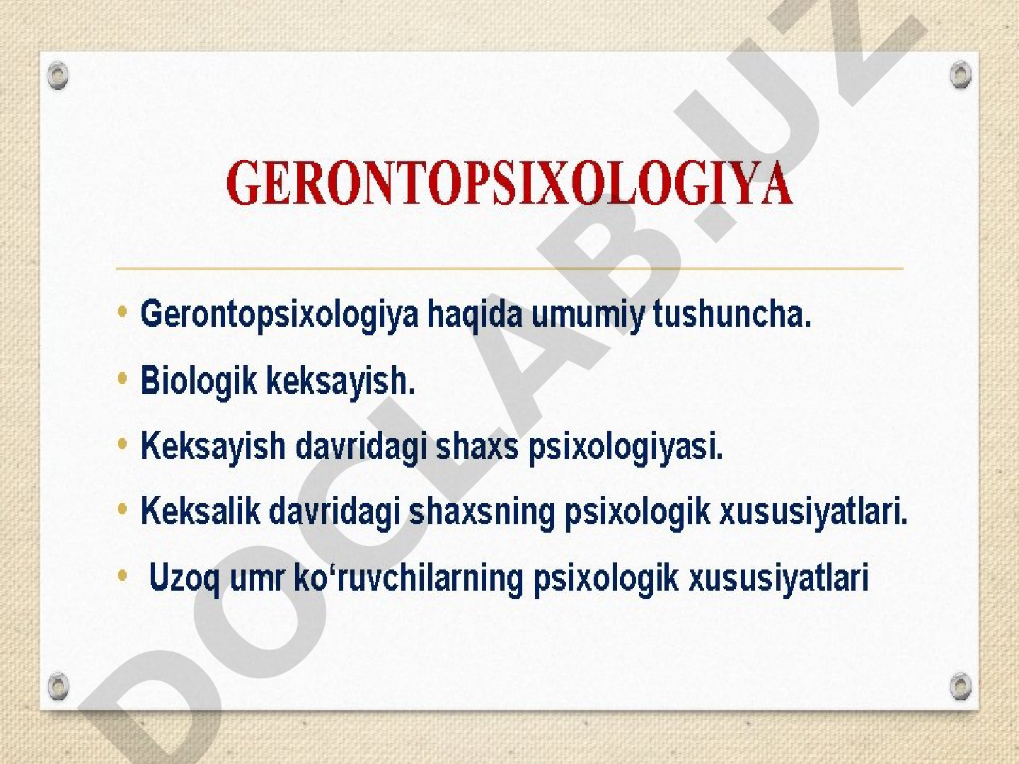 Gerontopsixologiya fani: keksayish, shaxs xususiyatlari, uzoq umr ko'ruvchilar