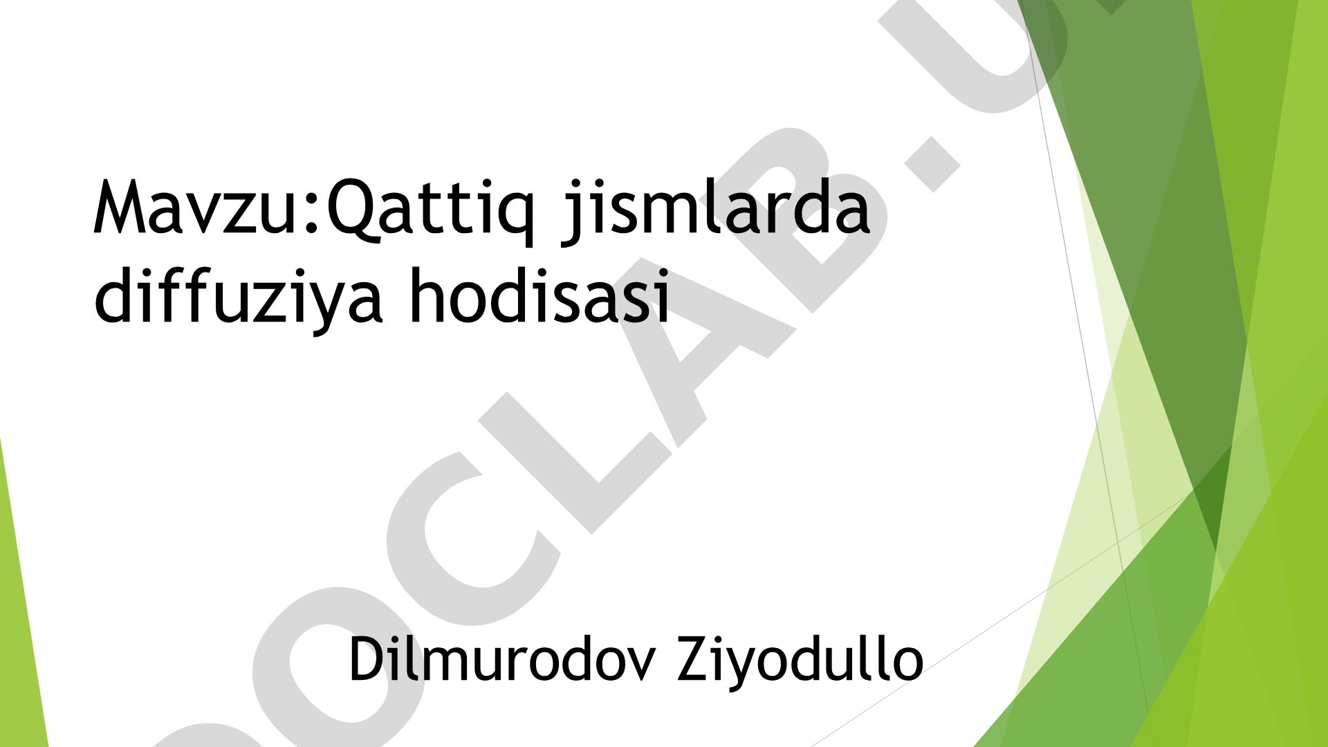 Qattiq jismlarda diffuziya hodisasi