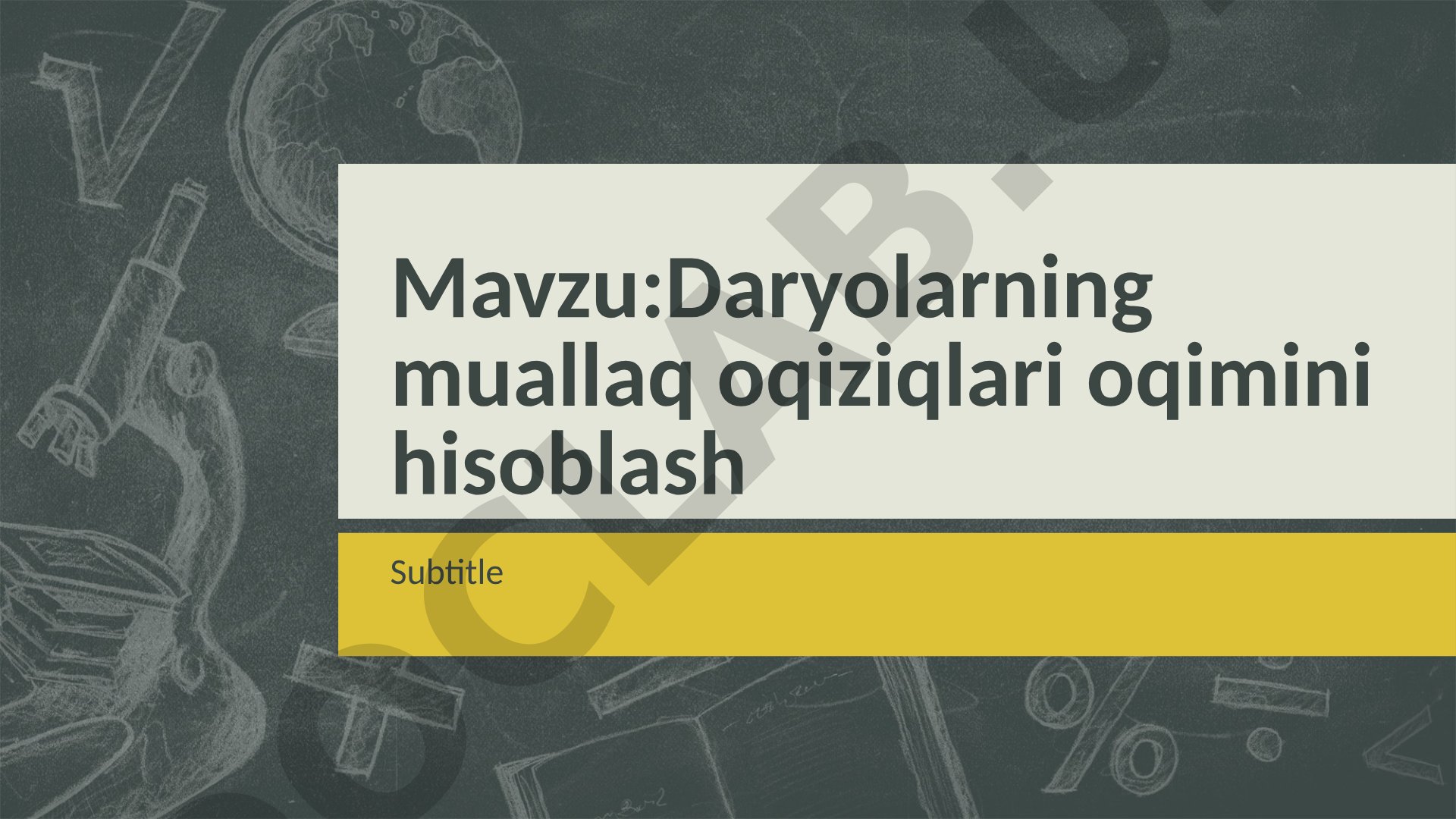 Daryolarning muallaq oqiziqlari oqimini hisoblash