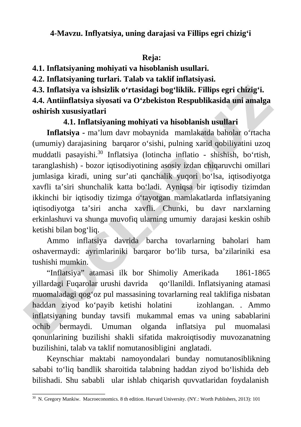 Inflyatsiya, uning darajasi va Fillips egri chizig‘i