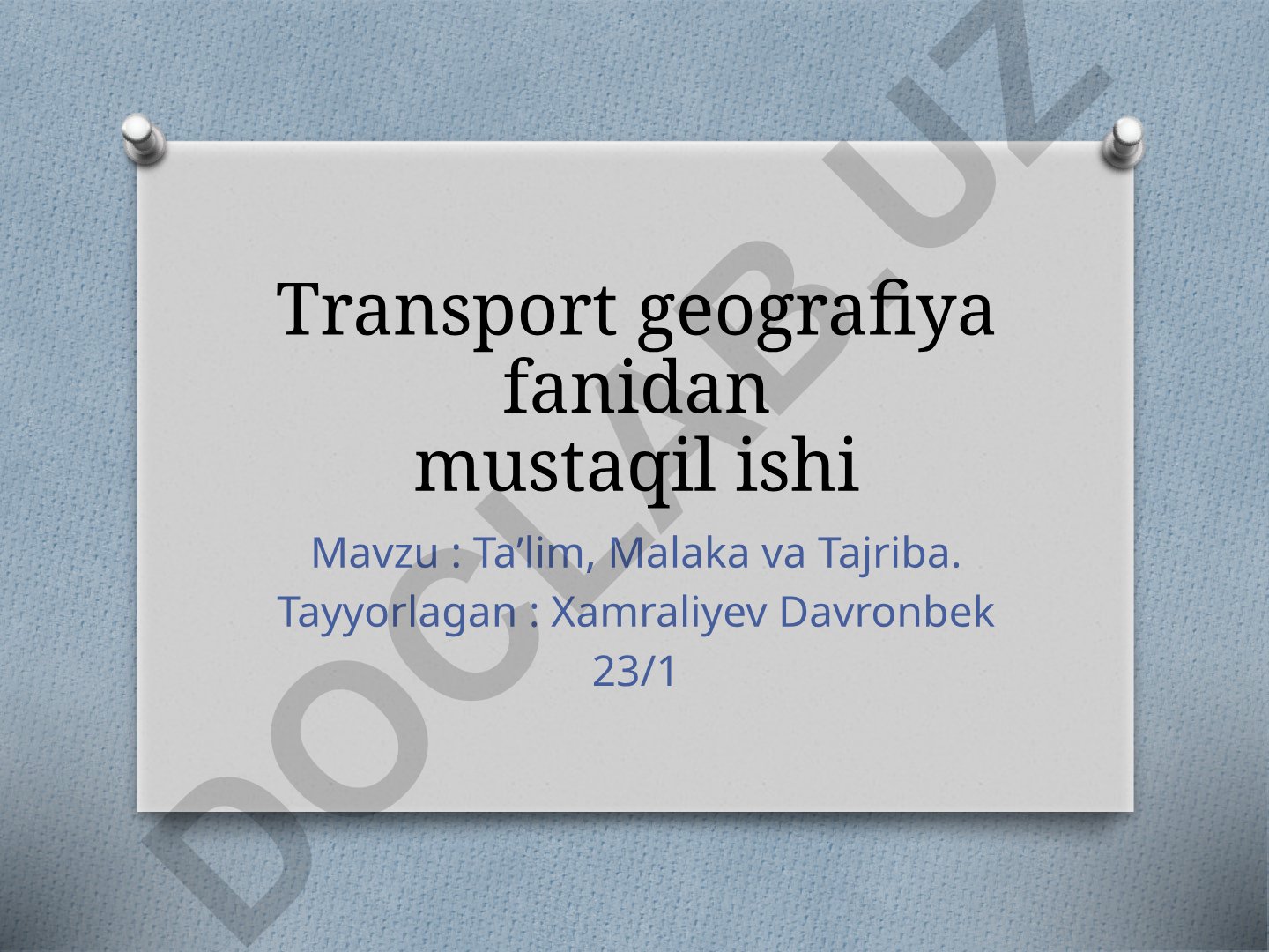Ta’lim, Malaka va Tajriba