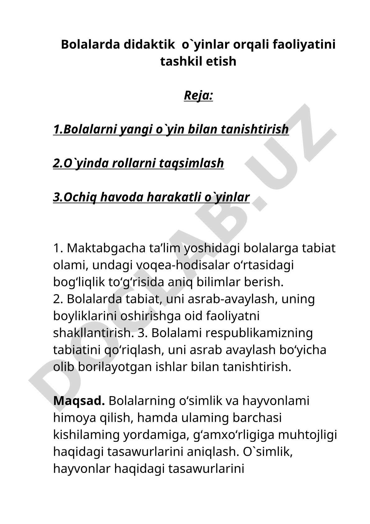 Bolalarda didaktik o'yinlar orqali faoliyatini tashkil etish