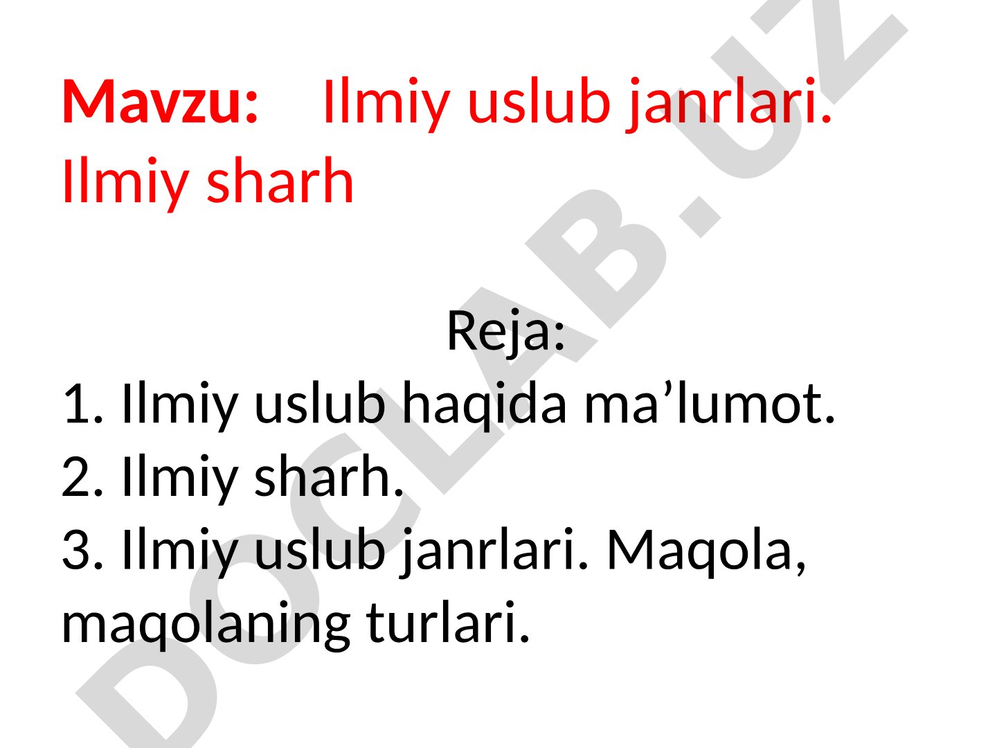 Ilmiy uslub janrlari. Ilmiy sharh