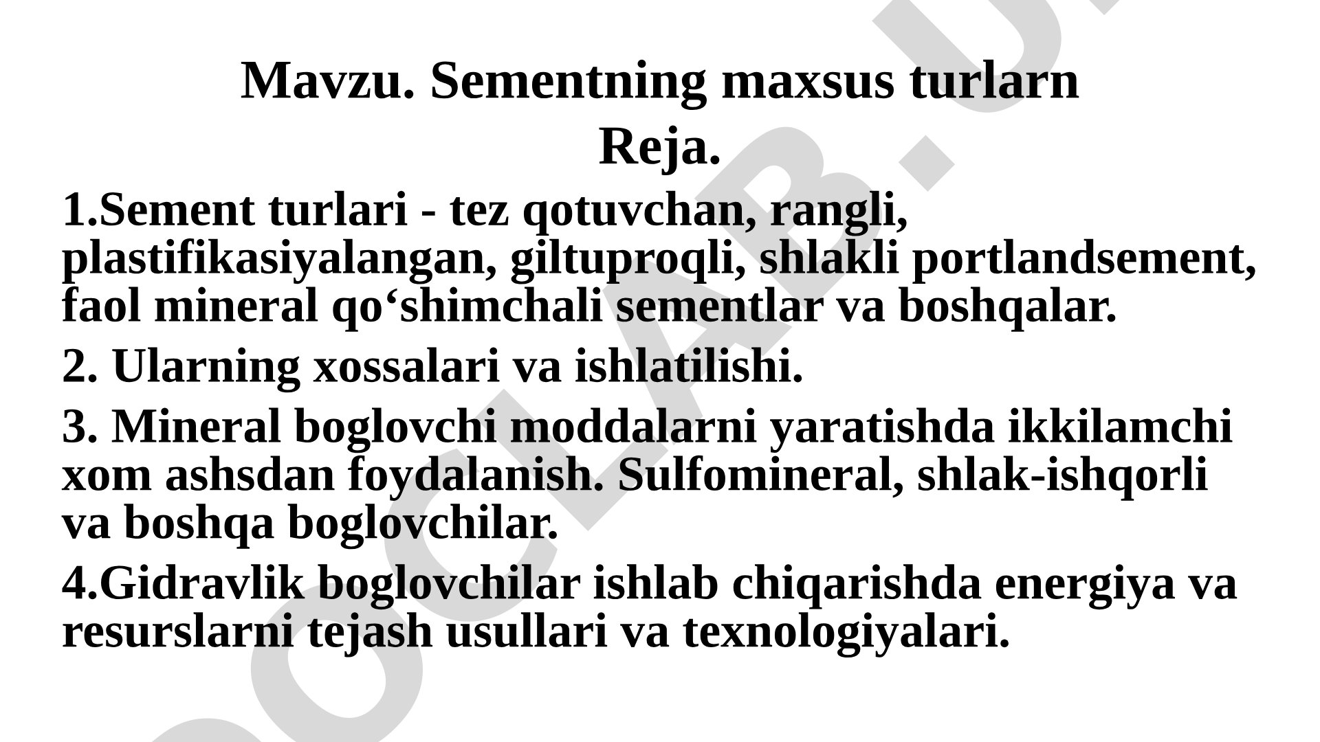 Sementning maxsus turlari