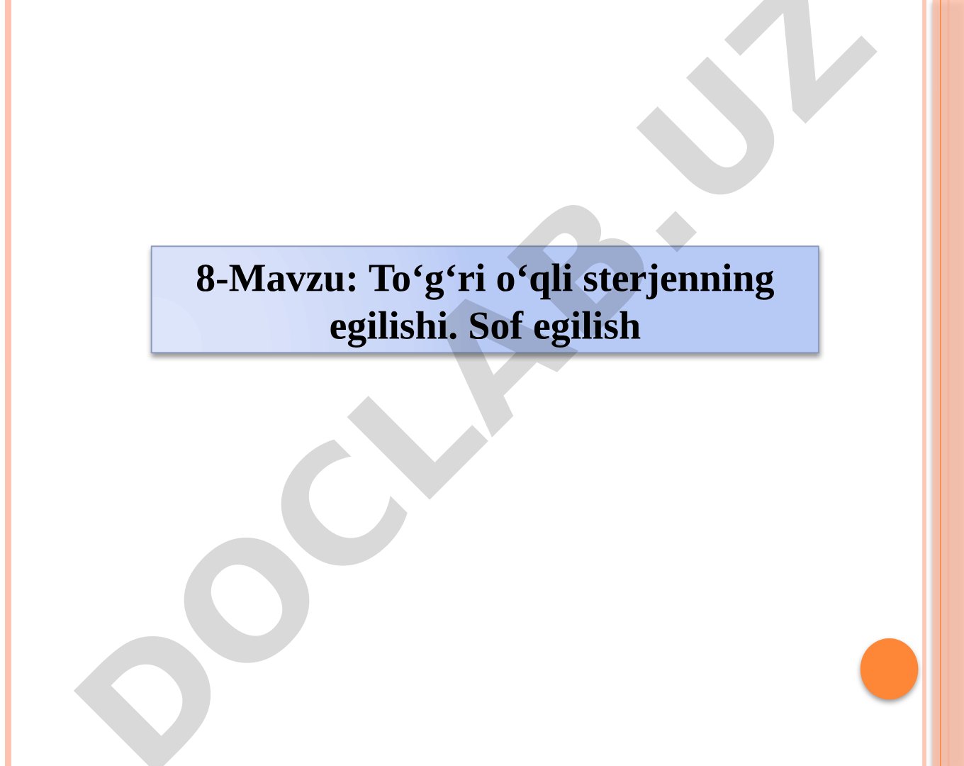 To‘g‘ri o‘qli sterjenning egilishi. Sof egilish