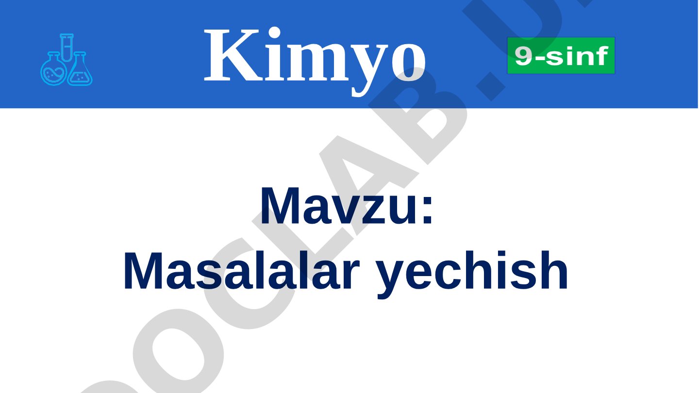 Masalalar yechish Kimyo Metallar suyultirilgan sulfat kislota bilan reaksiyaga kirishib vodorodni ajratib chiqaradi