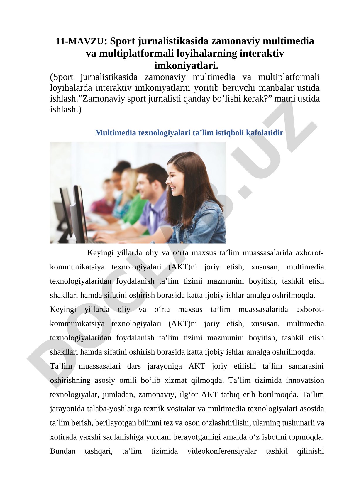 Sport jurnalistikasida zamonaviy multimedia va multiplatformali loyihalarning interaktiv imkoniyatlari