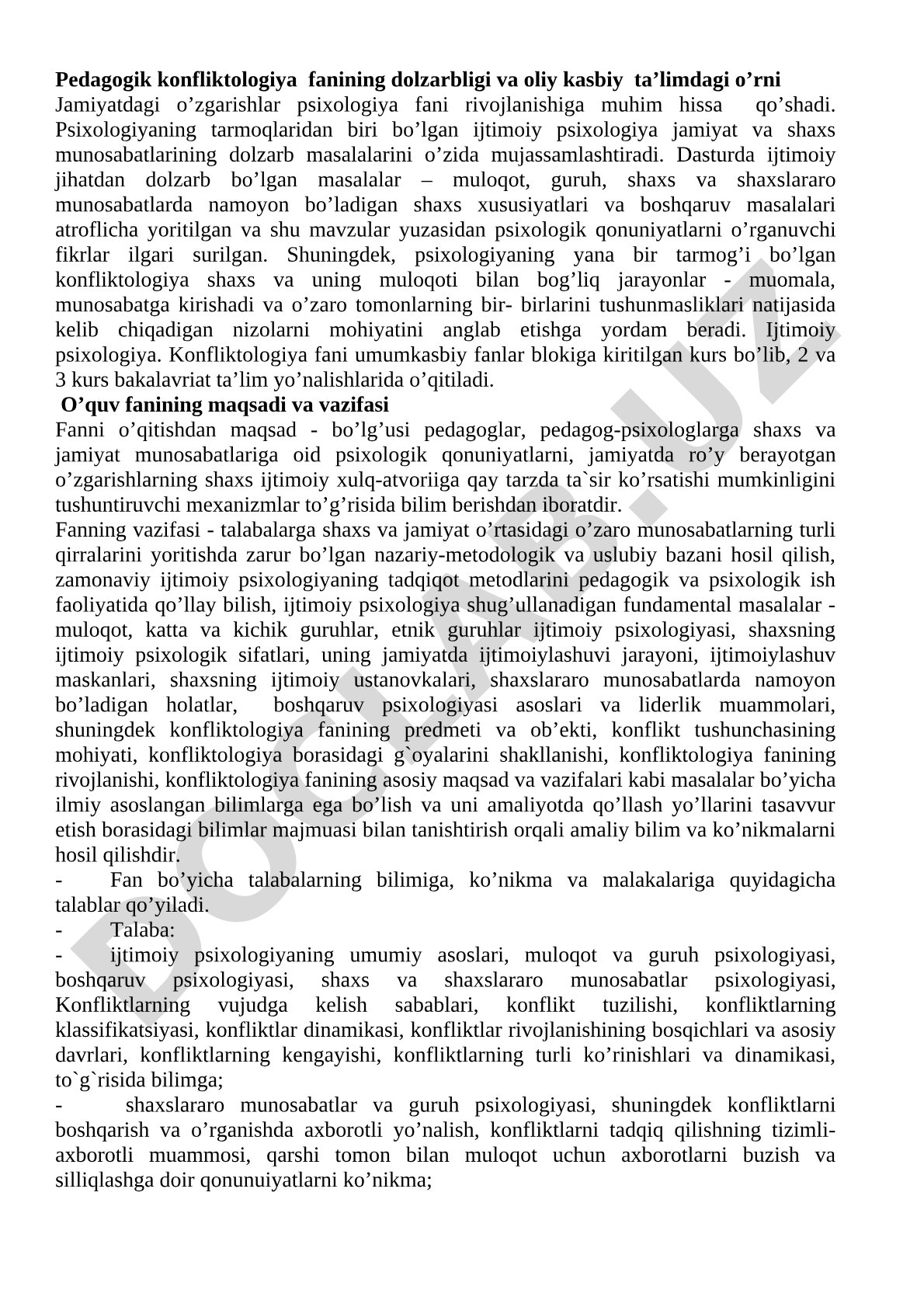 Pedagogik konfliktologiya fanining dolzarbligi va oliy kasbiy ta'limdagi o'rni