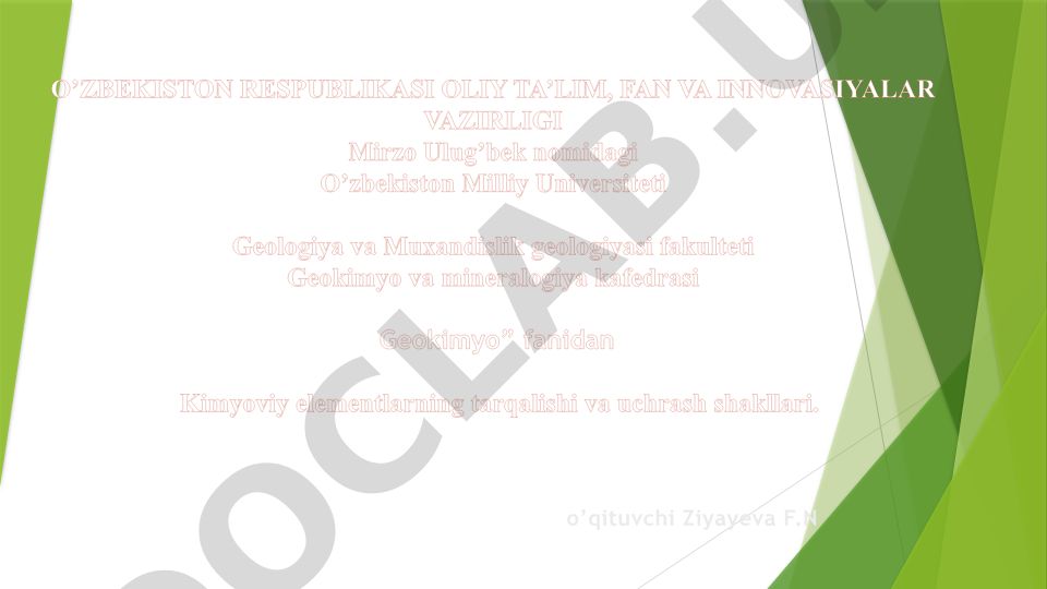 Kimyoviy elementlarning tarqalishi va uchrash shakllari