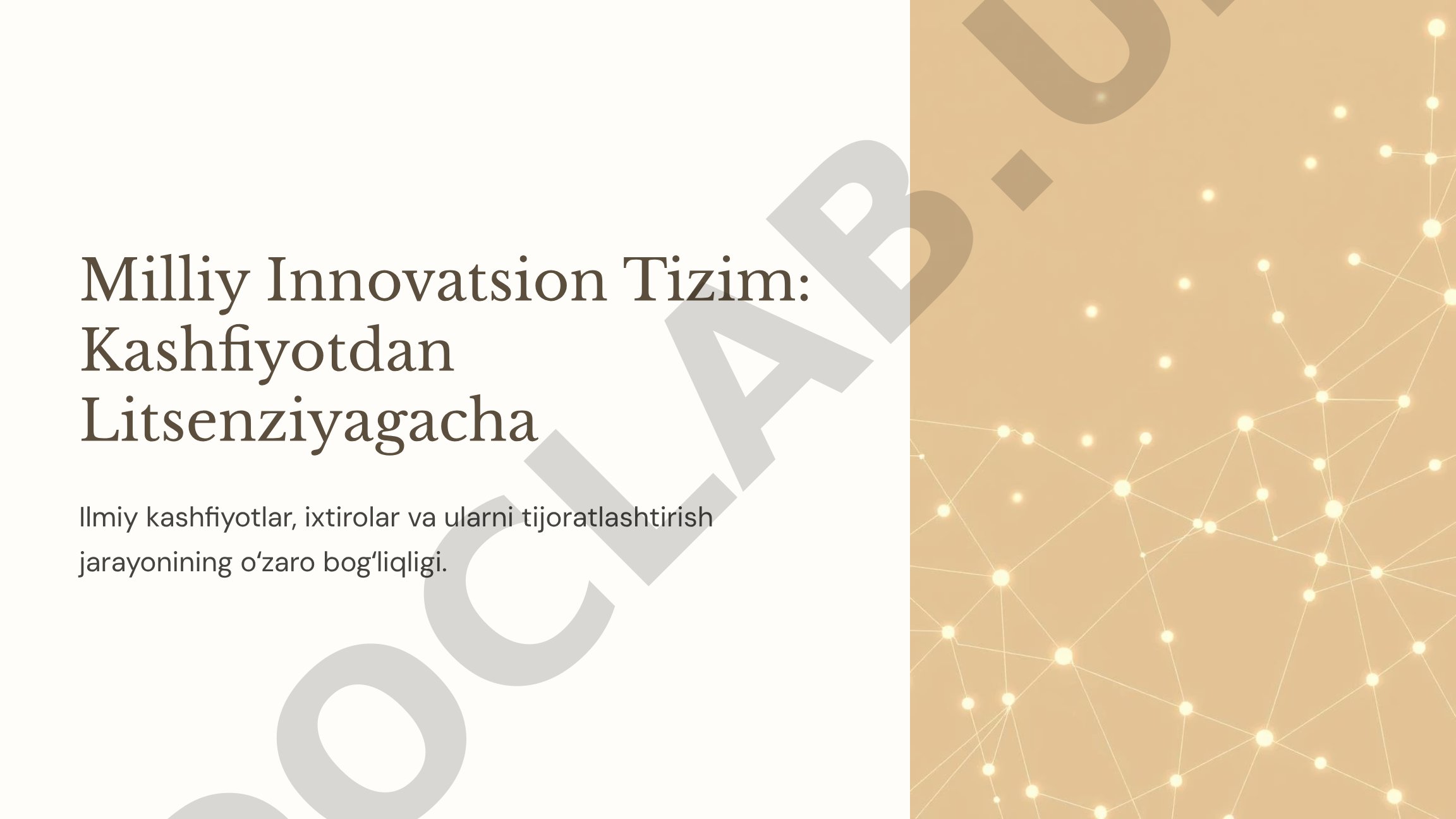 Milliy innovatsion tizim: kashfiyotdan litsenziyagacha