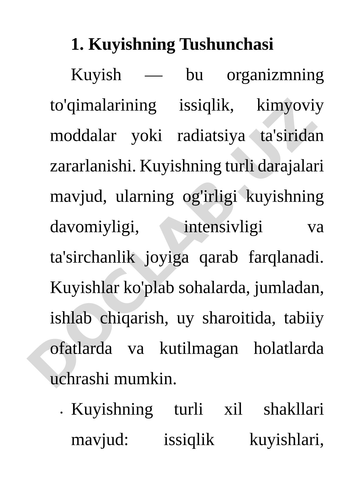 Kuyishning tushunchasi, sabablari va darajalari