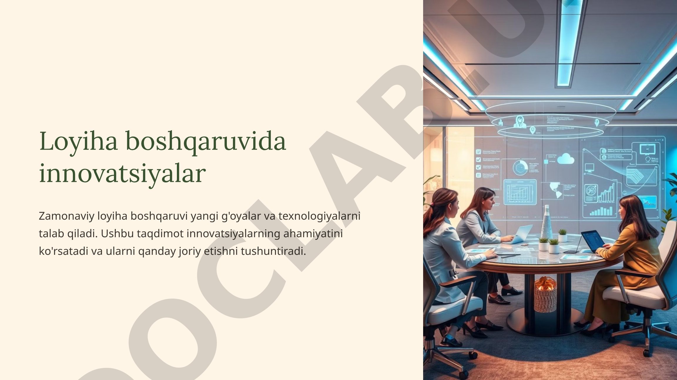 Taqdimot loyiha boshqaruvida innovatsiyalar, ularning ahamiyati va qo'llanilishi haqida