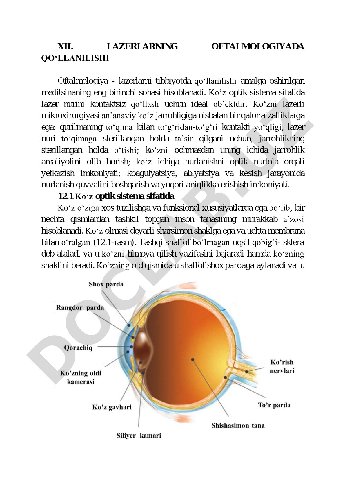 Lazerlarning oftalmologiyada qo‘llanilishi