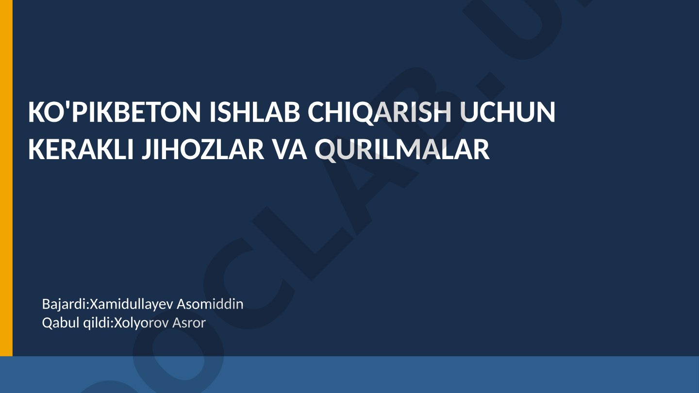Ko'pikbeton ishlab chiqarish uchun kerakli jihozlar va qurilmalar