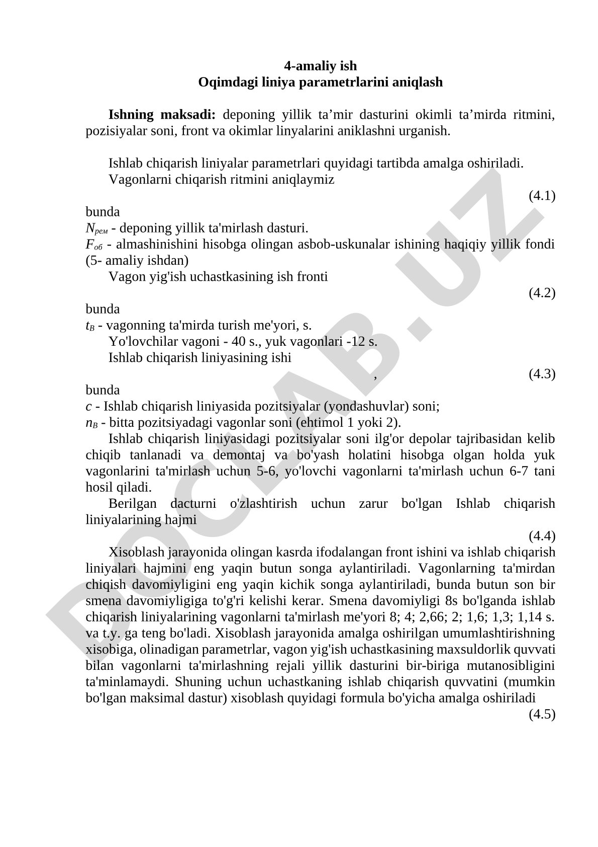 Oqimdagi liniya parametrlarini aniqlash