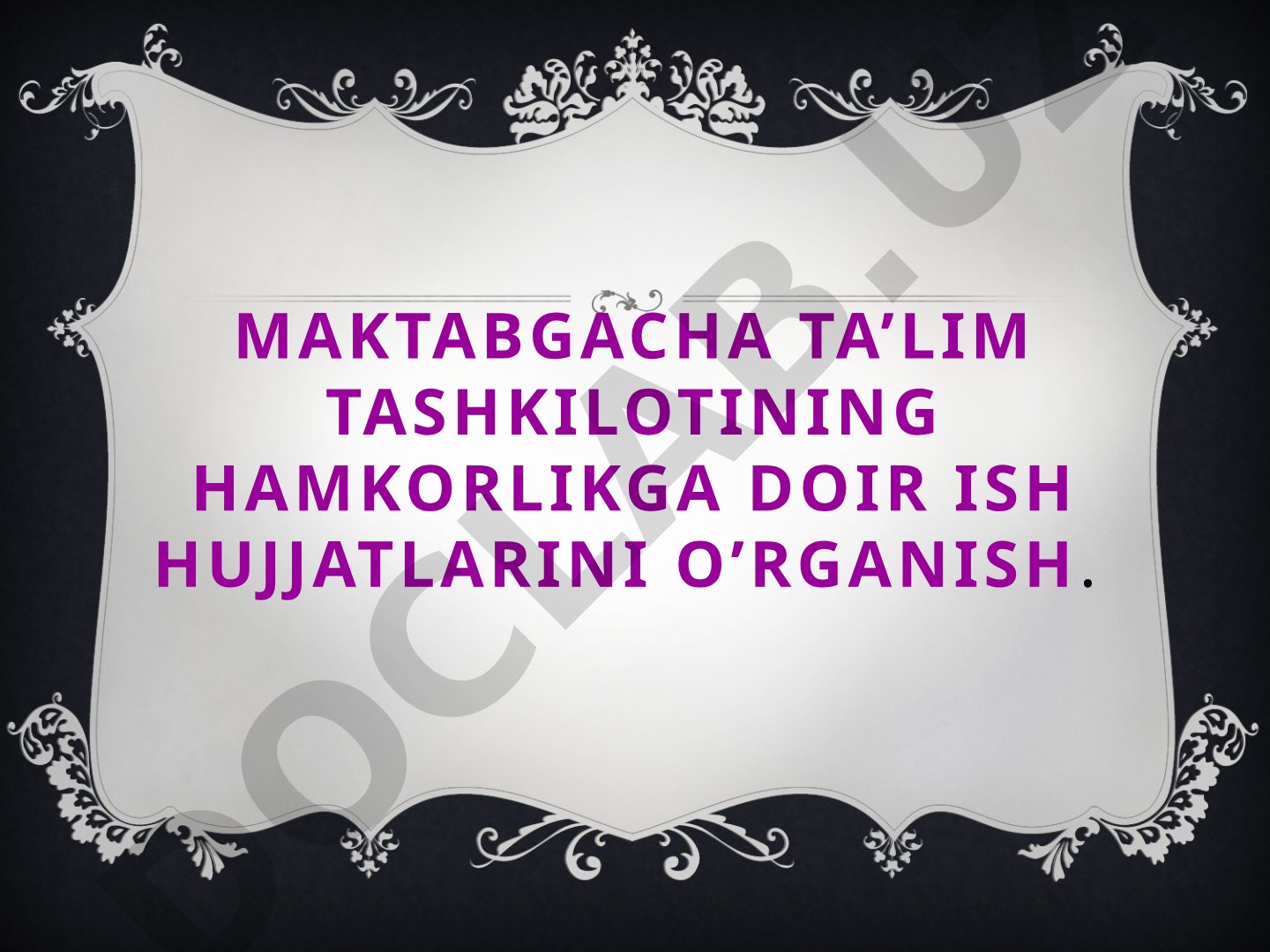 Pedagoglar bilan oʼzaro hamkorlik ish rejasi