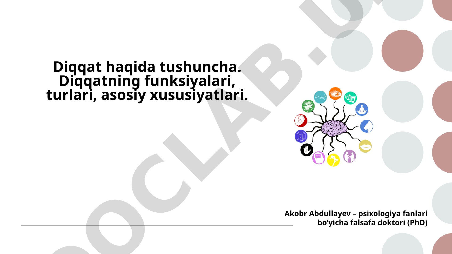Diqqat haqida tushuncha, funksiyalari, turlari va asosiy xususiyatlari