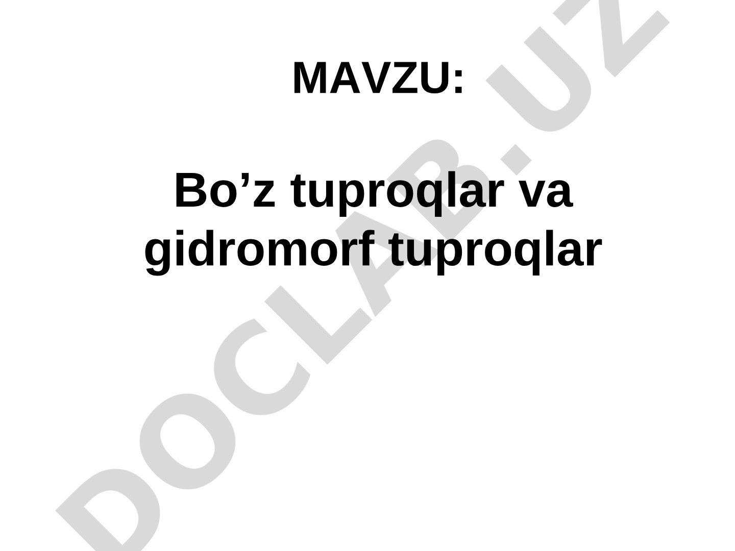 Bo'z tuproqlar va gidromorf tuproqlar