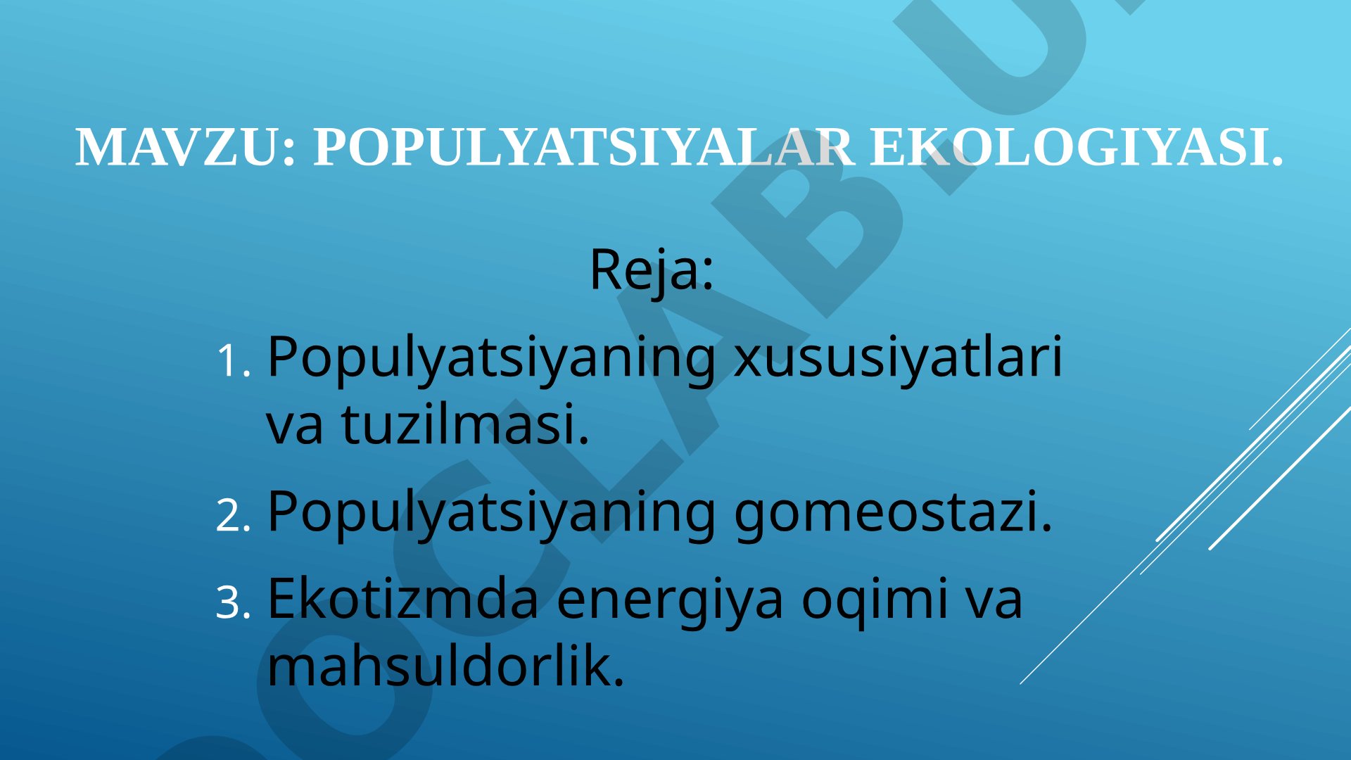Populyatsiyalar ekologiyasi