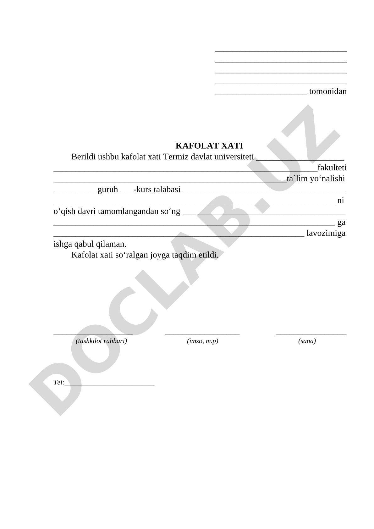 Kafolat xati