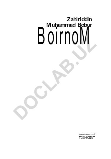 Zahiriddin Muhammad Boburning "Bobumoma" asari