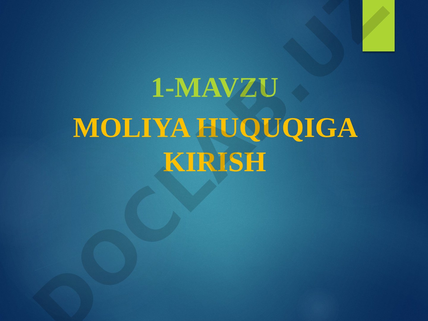 Moliya huquqiga kirish