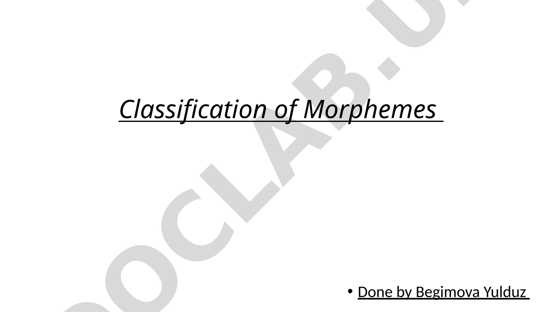 Classification of Morphemes