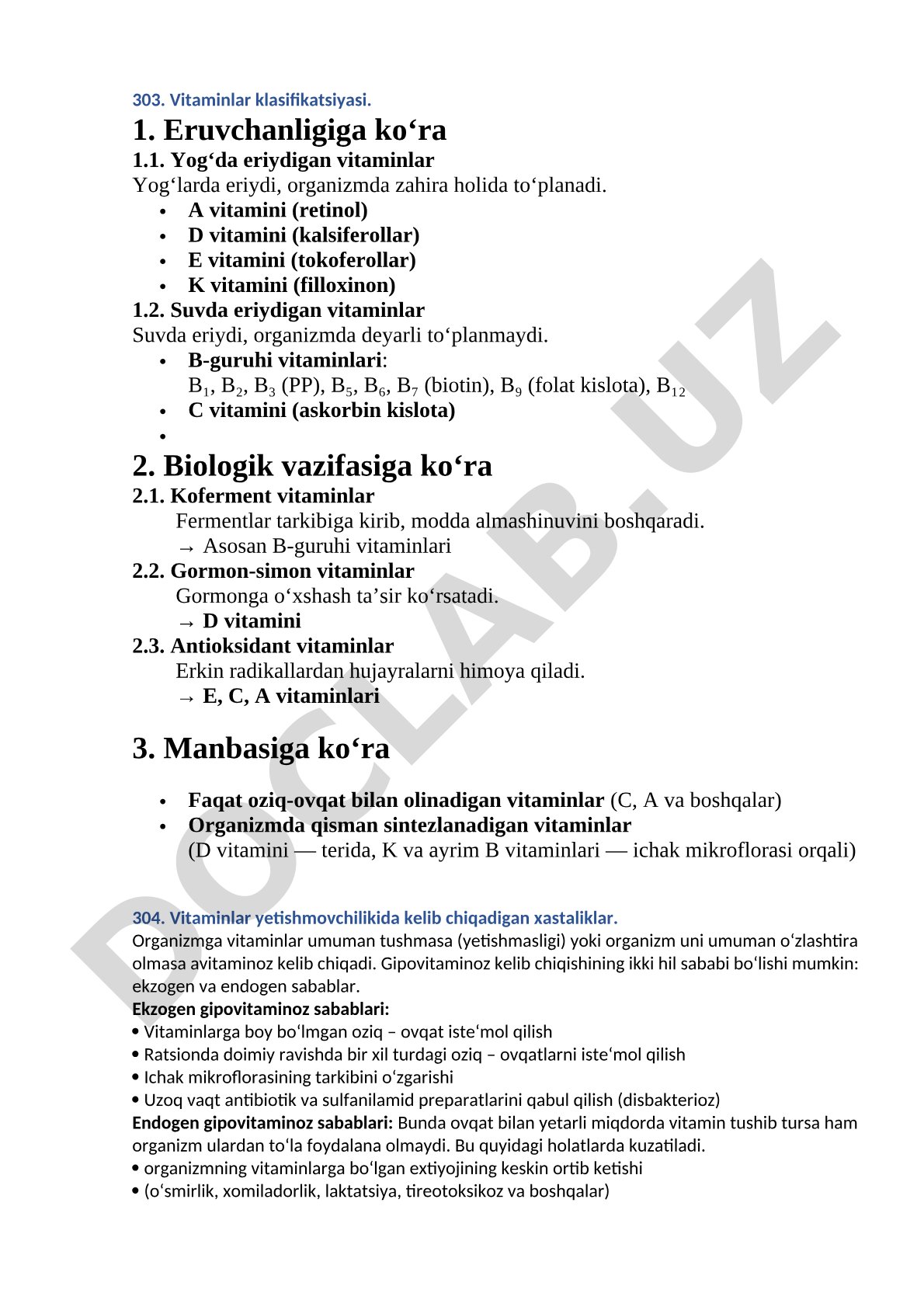 Vitaminlar klasifikatsiyasi