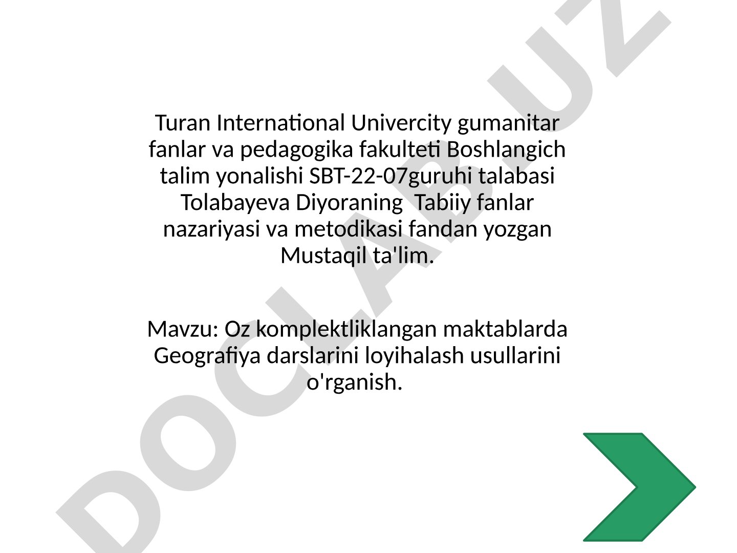 Oz komplektliklangan maktablarda Geografiya darslarini loyihalash usullarini o'rganish