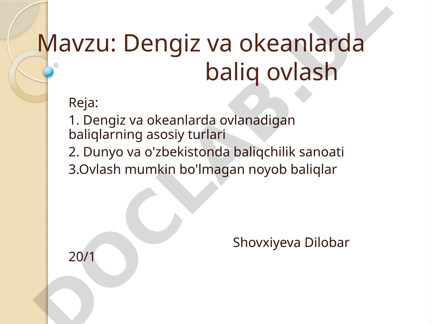 Dengiz va okeanlarda baliq ovlash