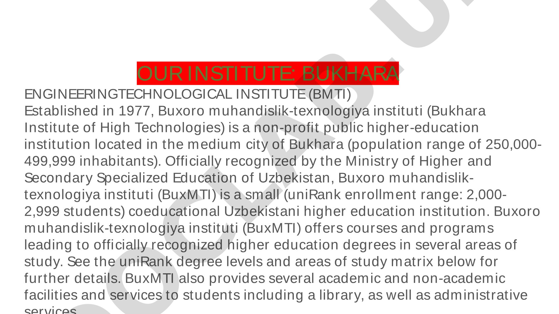 Bukhara Engineeringtechnological Institute (BMTI)