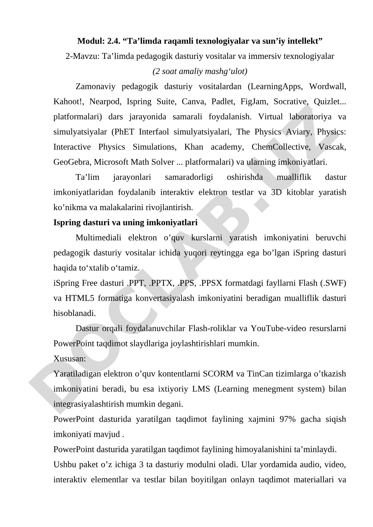 Ta’limda pedagogik dasturiy vositalar va immersiv texnologiyalar