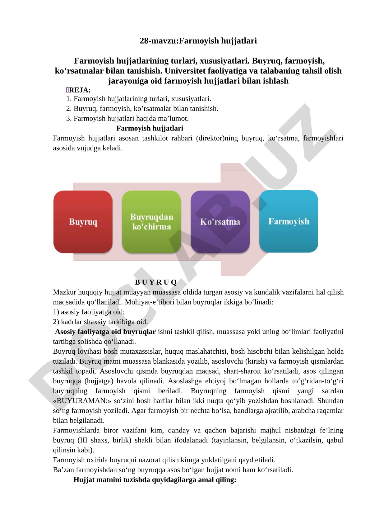 Farmoyish turlari va ularning xususiyatlari