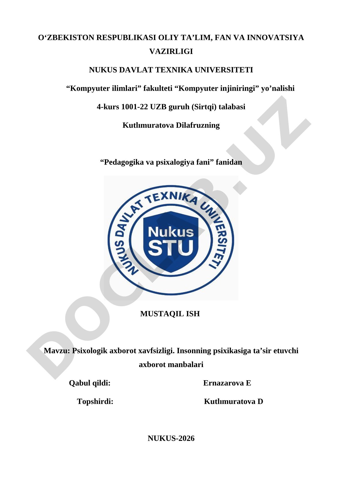 Psixologik axborot xavfsizligi. Insonning psixikasiga ta’sir etuvchi axborot manbalari