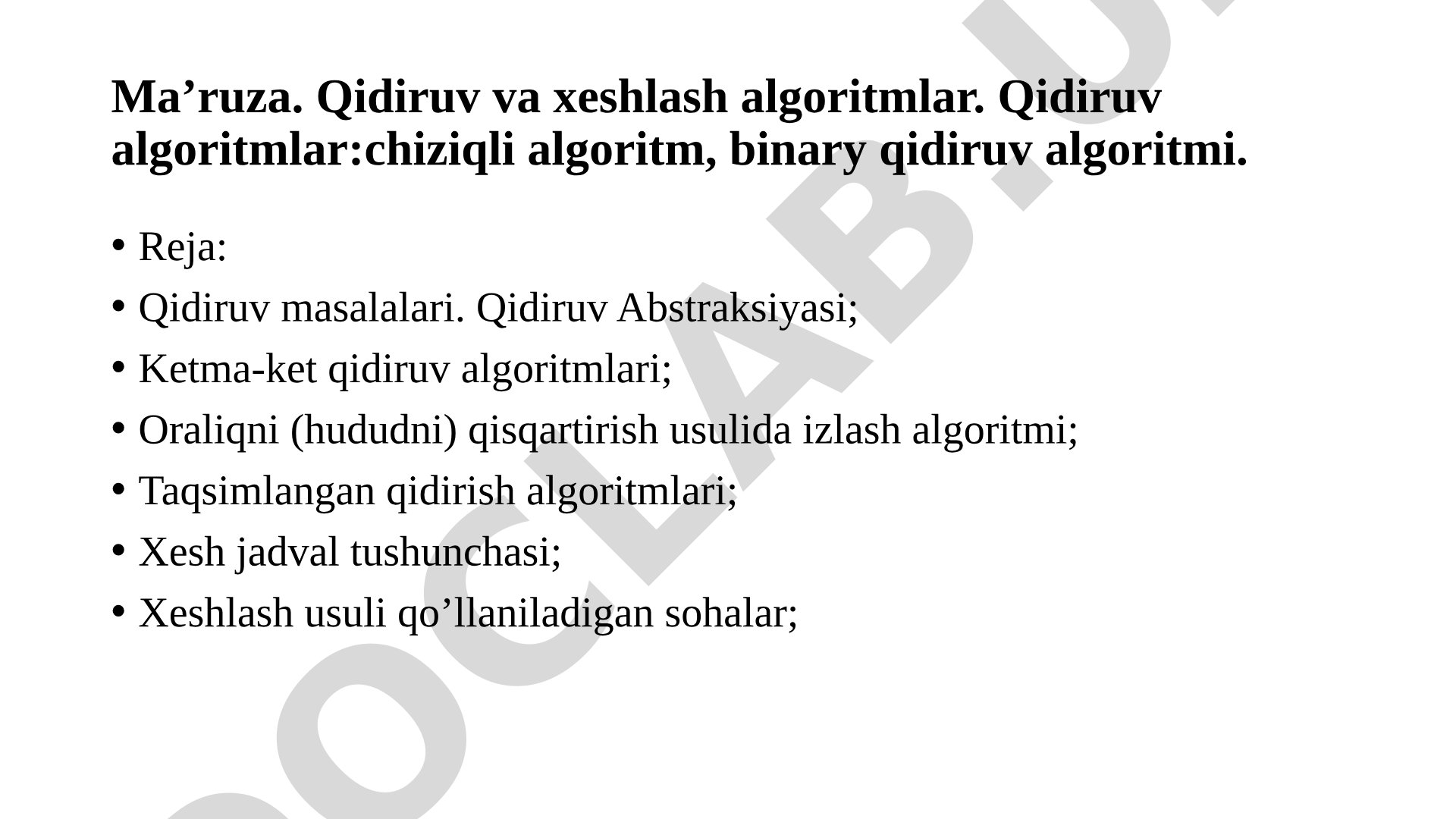 Qidiruv va xeshlash algoritmlar