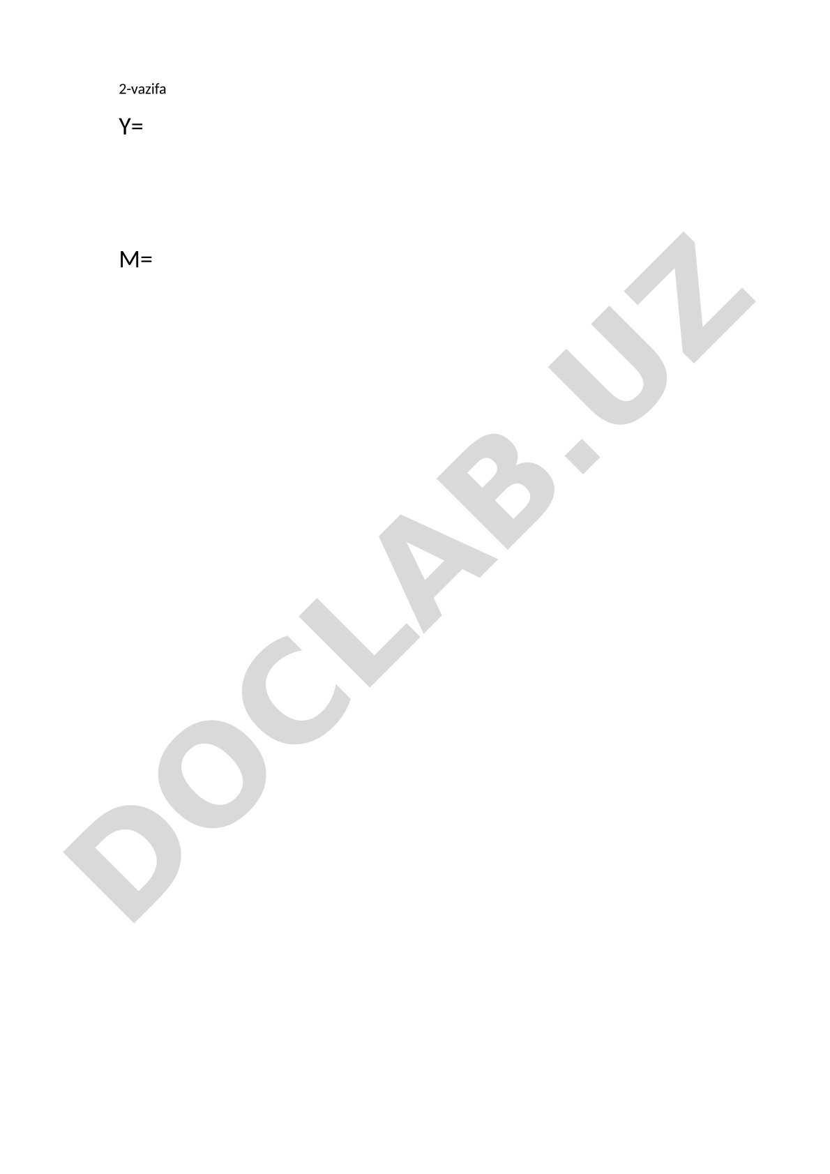 2-vazifa Y= M=