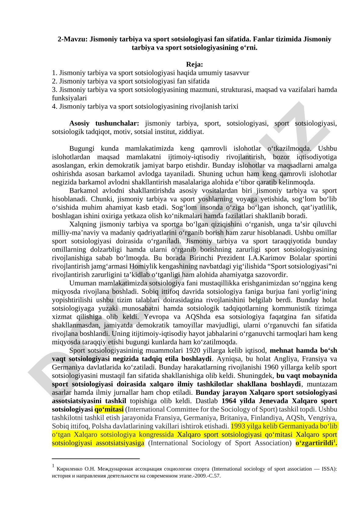 Jismoniy tarbiya va sport sotsiologiyasi fan sifatida